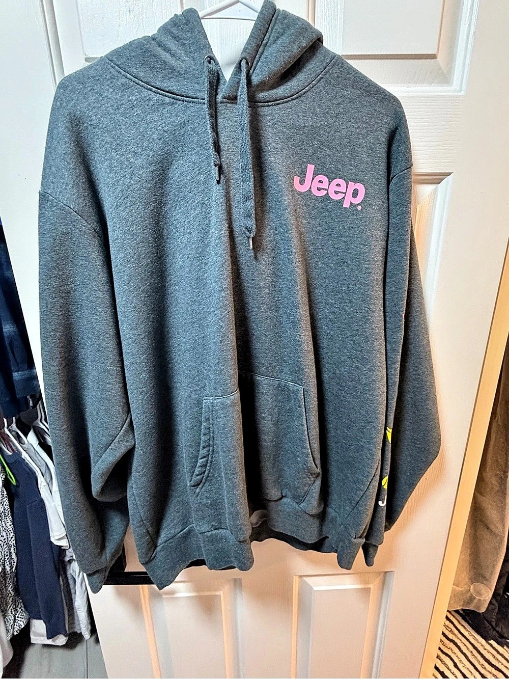 Jeep Ducks in a Row Hoodie Gray & Pink XL